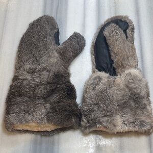 Rare Vintage Rabbit Fur Extra Long Mittens Gloves